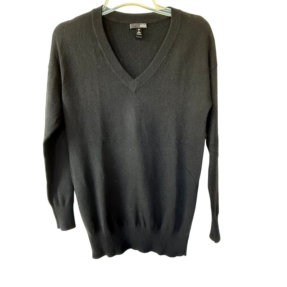 Aqua Cashmere Black V Neck pullover top size S